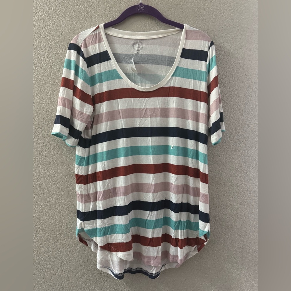 Maurices Multicolor Striped Short Sleeve Tee